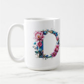 Letter D Coffee Tasse - Blumendesign für Geschenke (Links)