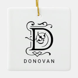 Letter D Elegant Monogram Christmas Ornament