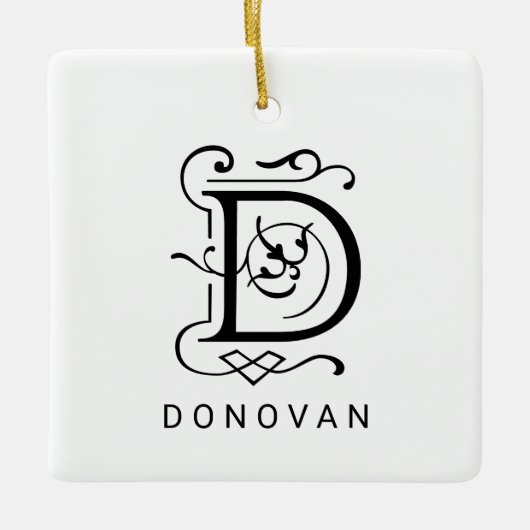 Letter D Elegant Monogram Christmas Ornament (Vorderseite)