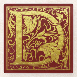 Letter D First Letter Imitate Gold Red Glasuntersetzer