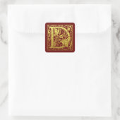 Letter D First Letter Imitate Gold Red Quadratischer Aufkleber (Tasche)