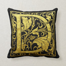 Letter D First Letter Imitats Gold und Schwarz