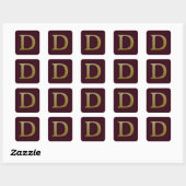 Letter D Gold Square Sticker (Blatt)