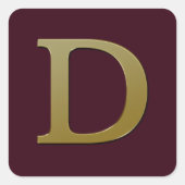 Letter D Gold Square Sticker (Vorderseite)