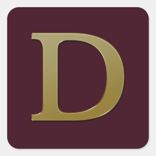 Letter D Gold Square Sticker (Vorderseite)