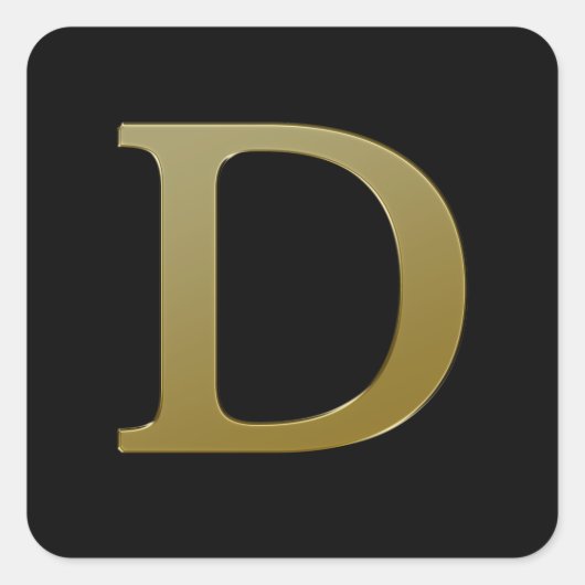 Letter D Gold Square Sticker (Vorderseite)