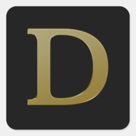 Letter D Gold Square Sticker