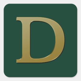Letter D Gold Square Sticker
