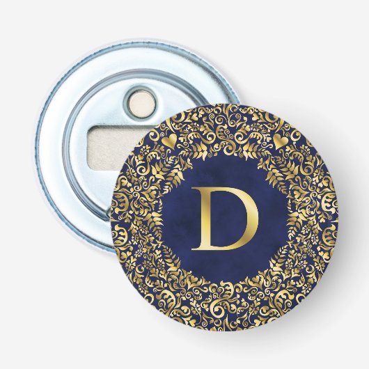 Letter D golden Damask Pattern Flaschenöffner (Vorderseite)