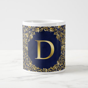 Letter D golden Damask Pattern Jumbo-Tasse