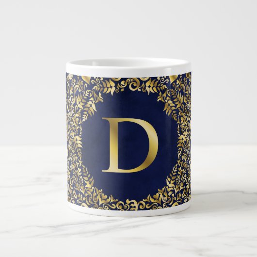 Letter D golden Damask Pattern Jumbo-Tasse (Vorderseite)