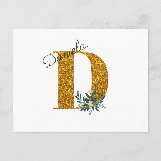 Letter D Golden Monogramm Postkarte (Vorderseite)
