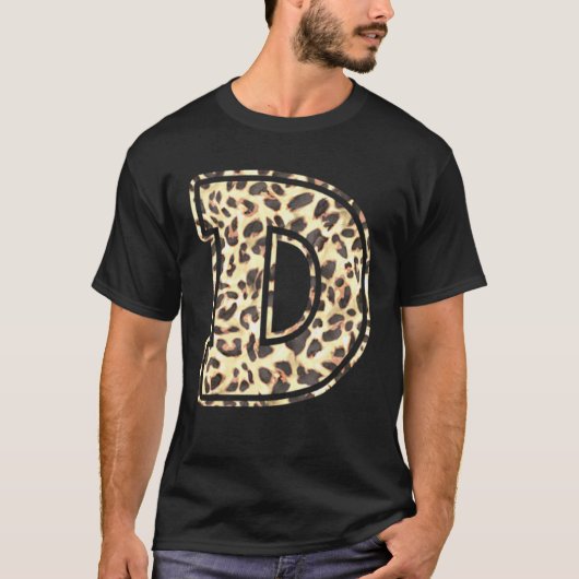 Letter D Initial Leopard Cheetah Print Trendy Wate T-Shirt (Vorderseite)