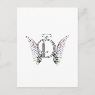 Letter D Initial Monogram mit Angel Wings & Halo Postkarte