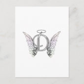 Letter D Initial Monogram mit Angel Wings & Halo Postkarte (Vorderseite)