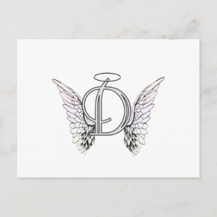 Letter D Initial Monogram mit Angel Wings & Halo Postkarte