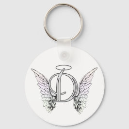 Letter D Initial Monogram mit Angel Wings & Halo Schlüsselanhänger