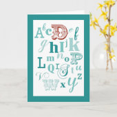 Letter D Initial Name Alphabet Birthday Teal & Red Karte (Gelbe Blume)