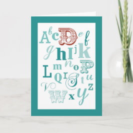 Letter D Initial Name Alphabet Birthday Teal & Red Karte