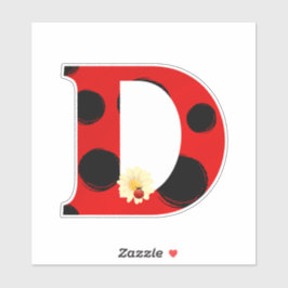 Letter D Ladybug Print mit Ladybug und Blume Aufkleber