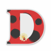 Letter D Ladybug Print mit Ladybug und Blume Aufkleber (Vorderseite)