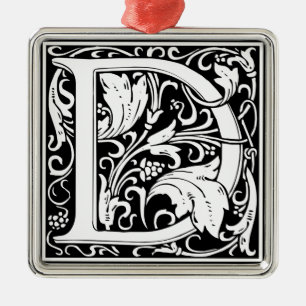 Letter D Medieval Monogram Vintag Initial Silbernes Ornament