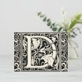 Letter D mittelalterliche Monogram Art Nouveau Einladung (Stehend Vorderseite)