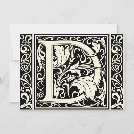 Letter D mittelalterliche Monogram Art Nouveau Einladung (Vorderseite)
