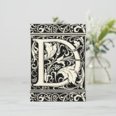 Letter D mittelalterliche Monogram Art Nouveau Einladung (Stehend Vorderseite)