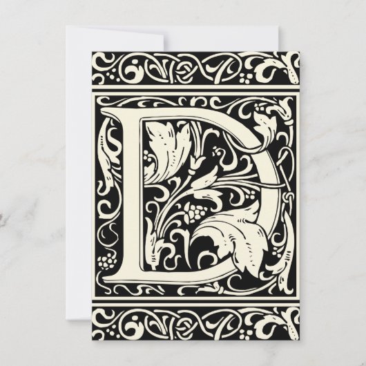 Letter D mittelalterliche Monogram Art Nouveau Einladung (Vorderseite)