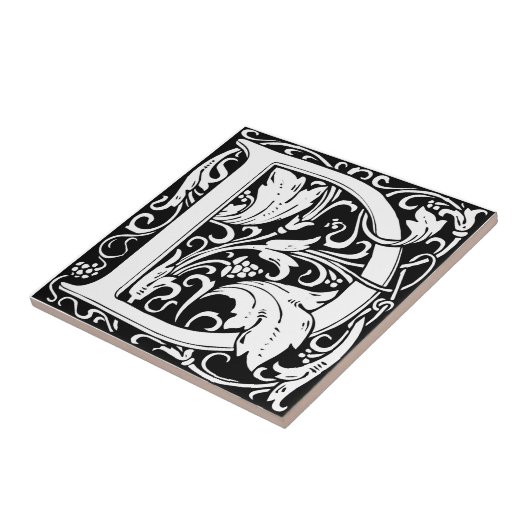 Letter D mittelalterliche Monogram Art Nouveau Fliese (Seite)