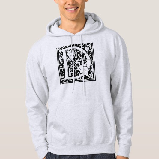 Letter D mittelalterliche Monogram Art Nouveau Hoodie (Vorderseite)
