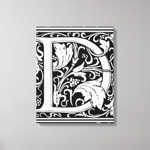 Letter D mittelalterliche Monogram Art Nouveau Leinwanddruck