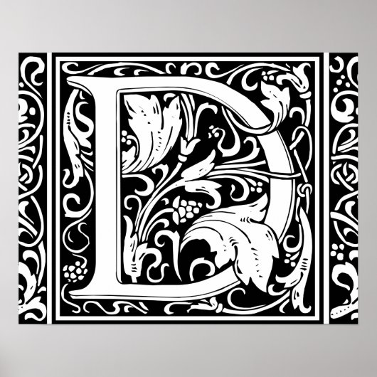Letter D mittelalterliche Monogram Art Nouveau Poster (Vorne)