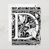 Letter D mittelalterliche Monogram Art Nouveau Postkarte (Vorne/Hinten)