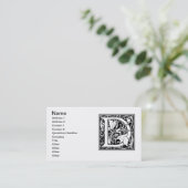 Letter D mittelalterliche Monogram Art Nouveau Visitenkarte (Stehend Vorderseite)