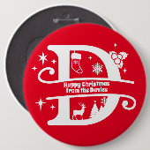 Letter D Monogram Anfangsname Familienname Gruß Button (Vorne & Hinten)