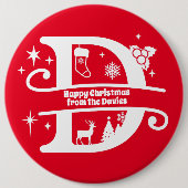 Letter D Monogram Anfangsname Familienname Gruß Button (Vorderseite)