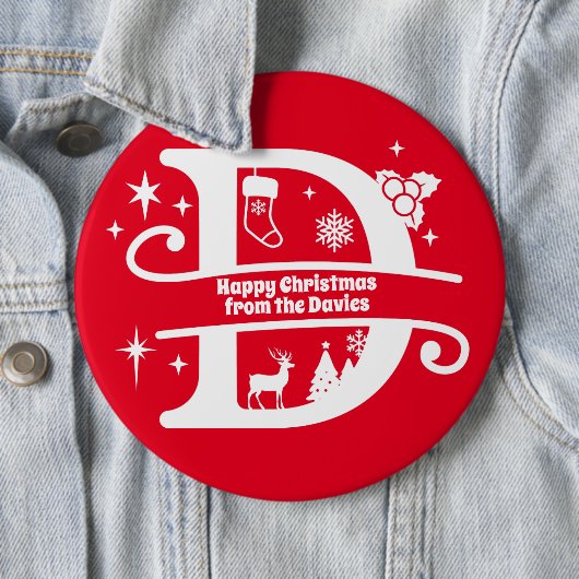 Letter D Monogram Anfangsname Familienname Gruß Button (Beispiel)