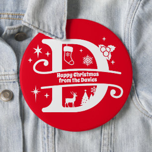 Letter D Monogram Anfangsname Familienname Gruß Button