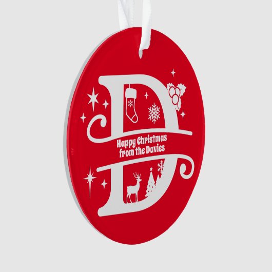 Letter D Monogram Anfangsname Familienname Gruß Ornament (Vorderseite)