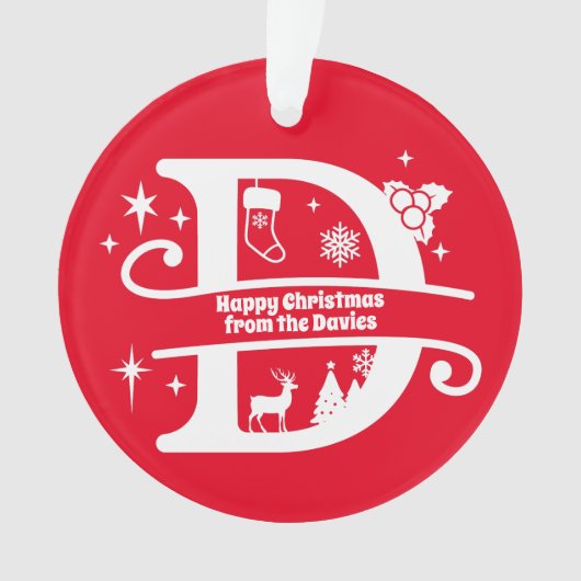 Letter D Monogram Anfangsname Familienname Gruß Ornament (Vorderseite)