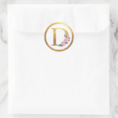 Letter D Monogram Roses Floral & Elegant Gold Runder Aufkleber (Tasche)