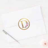 Letter D Monogram Roses Floral & Elegant Gold Runder Aufkleber (Umschlag)