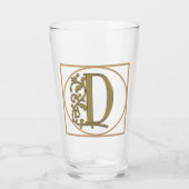 LETTER D MONOGRAM Schöne Hochzeit Neues Zuhause-Ge Glas (Vorderseite)