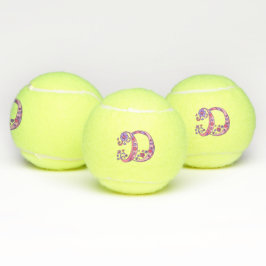 Letter-D-Monogramm-Mädchen personalisierte Doodart Tennisbälle