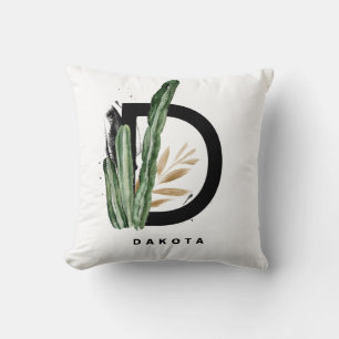 Letter D Monogramm   Tropischer Kaktus Personalisi Kissen