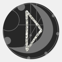 Letter D Rune Rune Monogram Geometric Moon Black Runder Aufkleber
