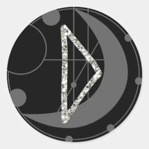 Letter D Rune Rune Monogram Geometric Moon Black Runder Aufkleber