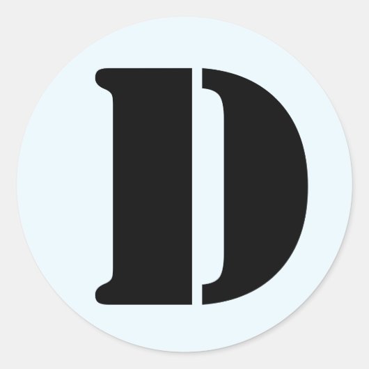 Letter D Stencil Alphabet von Janz Alice Blue Runder Aufkleber (Vorderseite)